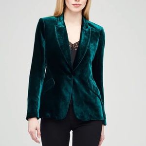 L'AGENCE Chamberlain Forest Green Velvet Blazer